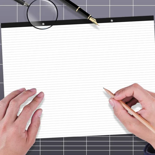 Vista 7 de Yaridar Bloc de papel rayado grande - Bloc de notas a rayas de 22 x 17 pulgadas, 50 hojas/100 páginas, bloc de notas de papel blanco de 3.53 oz/m²
