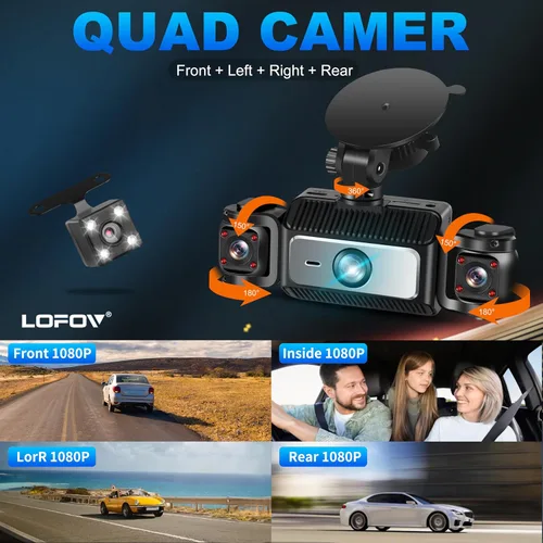 Vista 10 de 360° 4 canales Dash Cam delantera y trasera
