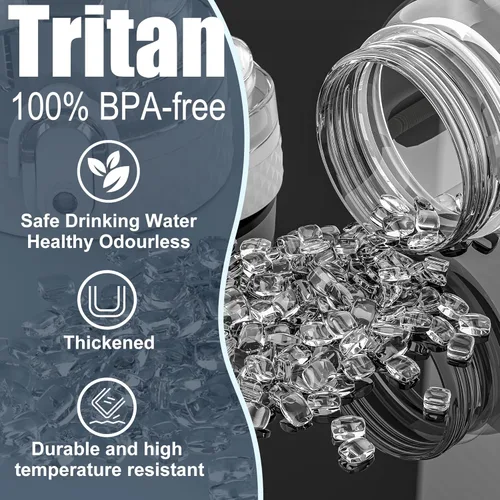 Vista 3 de GOPPUS Botellas de agua transparentes con pajilla, botellas de agua de plástico de 32 onzas, sin BPA, botella de boca ancha de Tritan a prueba