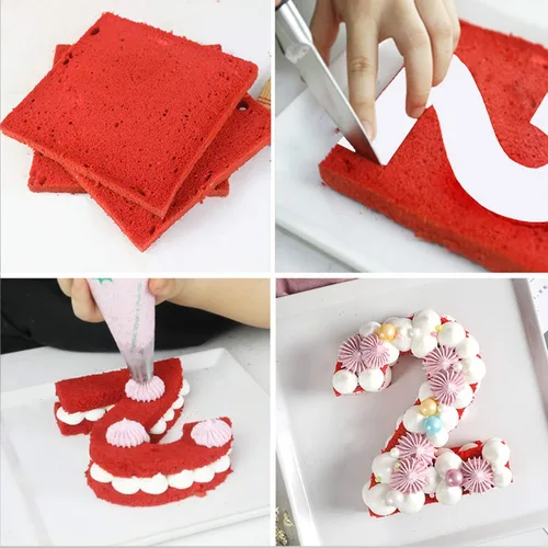 Vista 2 de Moldes de plantillas de números de 0 a 8 pulgadas, para hacer pasteles con números arábigos, rellenos decorativos, herramientas para hornear