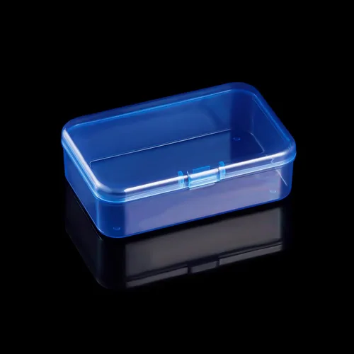 Vista 6 de Goodma 12 cajas de plástico rectangulares de plástico, contenedores organizadores vacíos con tapas con bisagras para objetos pequeños y otros Azul