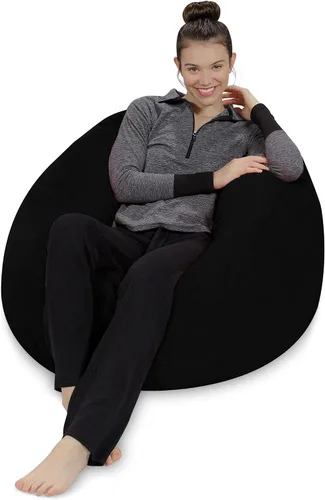 Vista 4 de Saco de sofá - Sillón de frijoles de felpa ultra suave - Sillón de frijoles con espuma viscoelástica y funda de micro-gamuza - Muebles y accesorios