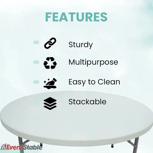Vista 5 de EventStable TitanPRO Mesa plegable de plástico – Mesa plegable resistente para exteriores – Mesa plegable ligera para bodas, cócteles, fiestas