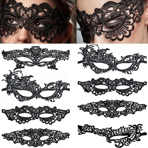 6 juegos de máscaras de encaje negro para mujer, fiesta de máscaras, Halloween, Navidad, día de San Valentín, fiesta temática, cosplay, festivales,