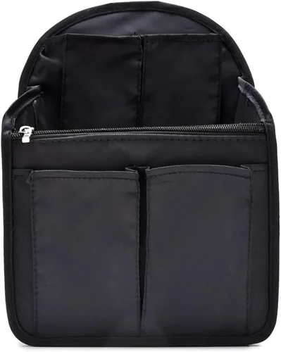 HOYOFO Organizador de mochila pequeña, negro, 7.7 pulgadas de largo x 4.3 pulgadas de ancho x 10.6 pulgadas de alto, nailon impermeable, se adapta a