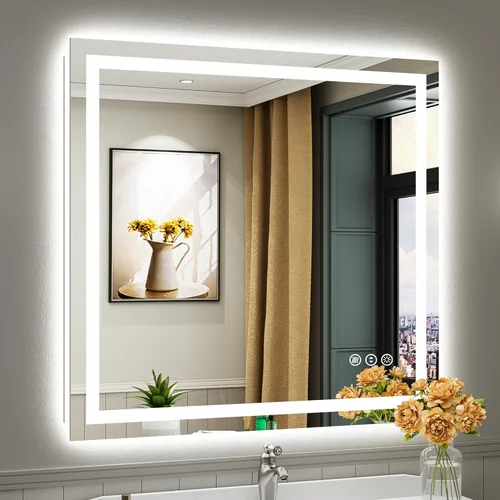 Vista 16 de Briivue Espejo de baño LED de 20 x 28 pulgadas con luces, retroiluminado y frontal iluminado, espejo de tocador de baño con luz antiniebla