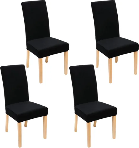 Vista 49 de smiry - Fundas para sillas de comedor de terciopelo elástico y suave, extraíbles, Terciopelo, Beige