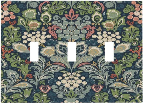 Vista 67 de William Morris Floral Boho Azul Medianoche Azul Bohemio Flor 1 Banda Dúplex Cubierta de Salida Decorativa Receptáculo Único Interruptor Eléctrico