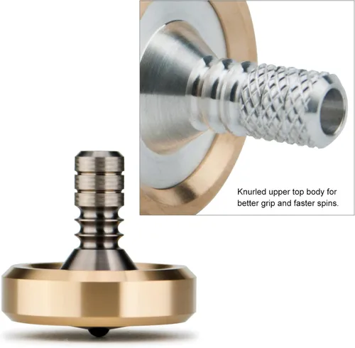 Vista 3 de DjuiinoStar Top giratorio premium, collar de latón con tallo de titanio, 8-10 minutos, juguete de escritorio EDC de alta precisión DST-814R