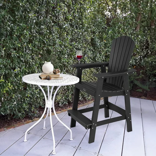 Vista 9 de FUNBERRY Silla alta Adirondack, sillas altas para balcón para todo tipo de clima, con soporte para tazas