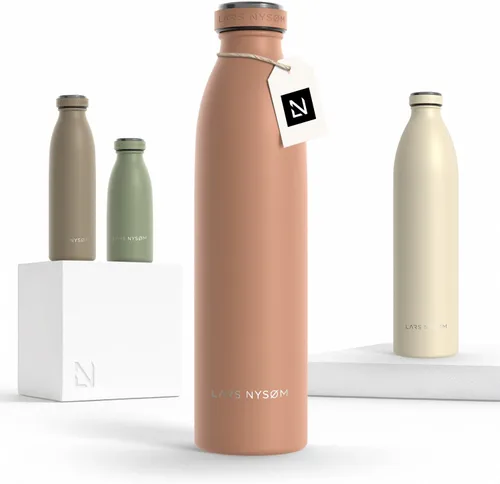 Vista 46 de LARS NYSØM Botella de agua aislada de acero inoxidable de 12 onzas, 17 onzas, 25 onzas, 34 onzas, 51 onzas, frasco térmico aislado para bebidas