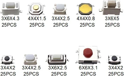 Vista 4 de 250 unids 10 tipos de interruptor de botón táctil coche control remoto teclas botón táctil micro interruptor