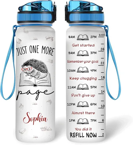 Vista 8 de Hyturtle Botella de agua motivacional personalizada para amantes de los erizos de 32 onzas, 1 litro, fácil de distraer con erizos, botella de agua