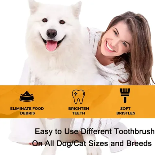 Vista 7 de Paquete de 10 cepillos de dientes para mascotas, 2 cepillos de dientes de triple cabeza para mascotas, 3 cepillos de dientes de doble cabeza