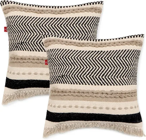 Vista 19 de REDEARTH · Fundas de Cojines Decorativos con Mechones - Fundas Decorativas Tejidas con Textura Boho para Sofá, Cama, Casa de Campo, Silla, Patio