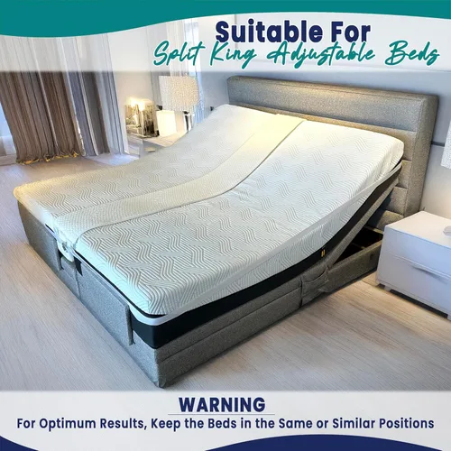 Vista 5 de Kit Convertidor de Puente de Cama de 25 cm Extra Ancho de Individual a King - Relleno de Hueco de King Dividido para Cama Ajustable - Conector