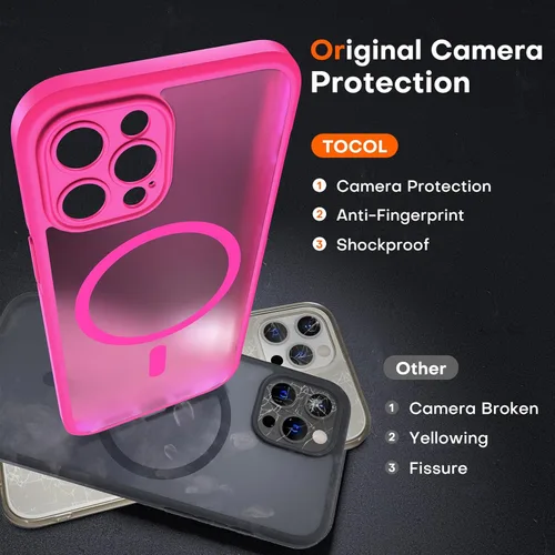 Vista 1041 de TOCOL Funda para iPhone 11, compatible con Magsafe, protección completa de cámara, imanes integrados, protección contra caídas, funda translúcida