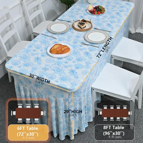 Vista 3 de HAORUI mantel elástico ajustable rectangular de 6 pies para mesas, fiestas, ferias