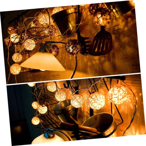 Vista 5 de Pequeña cadena de luces LED de ratán con pilas, luces decorativas para Navidad, boda, fiesta, decoración interior y exterior