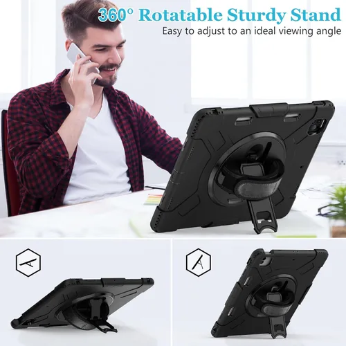Vista 3 de Funda para iPad Pro de 12.9 2022/2021/2020/2018: Funda para iPad Pro 12.9 6ª/5ª/4ª/3ª generación con protector de pantalla, soporte para lápices