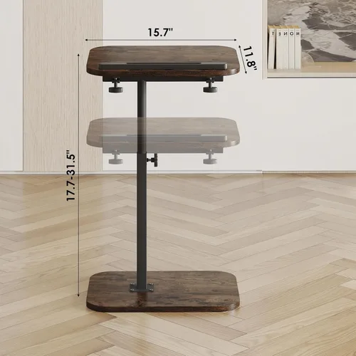 Vista 2 de Juego de 2 mesas de sofá con brazo para TV, soporte de cama pequeño, en forma de C, mesas auxiliares laterales para sala de estar, dormitorio