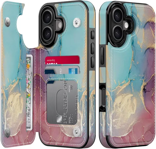 Vista 304 de LETO para iPhone 15 Pro Funda tipo cartera - Tapa tipo folio con patada - Diseños de moda - Tarjetero - Funda protectora para mujeres y niñas - 6.1