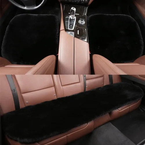 Vista 16 de LLB Fundas de asiento acolchadas de piel de oveja genuina para coches, camiones, SUV, protector de asiento cómodo, almohadilla para el asiento