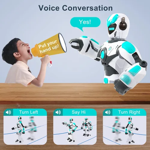 Vista 4 de Robot de juguete RC para niños, robot de control remoto, sensor de gestos inteligente, recargable y programable, robot para caminar, bailar, cantar