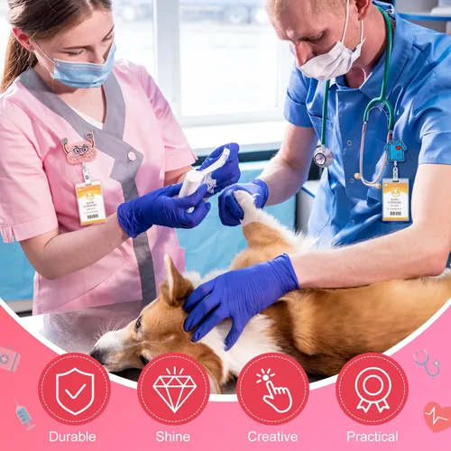 Vista 5 de 24 piezas de carrete de identificación de enfermería con clip, lindo carrete retráctil de identificación con clip de cocodrilo, clips para tarjetas