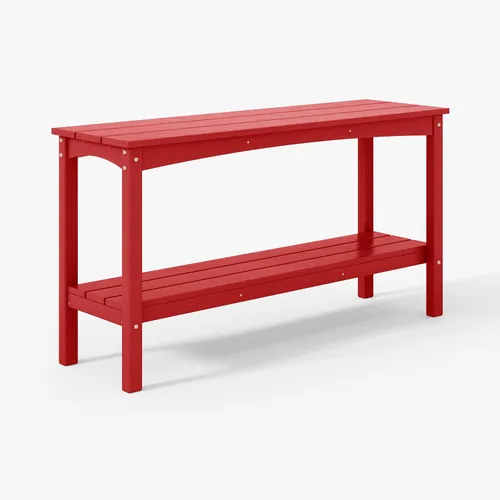 Vista 10 de WestinTrends Malibu - Mesa consola Adirondack de 55 pulgadas para patio al aire libre, 2 niveles, teca