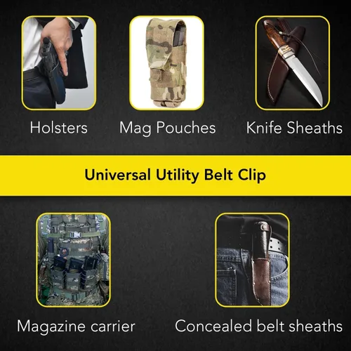 Vista 8 de Paquete de 1 clips tácticos para cinturón universales utilitarios EDC para cinturón al aire libre, lazos para camping, cuchillo de bloqueo