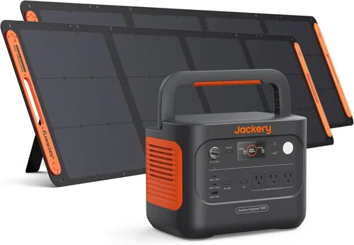 Vista 21 de Jackery Generador Solar 1000 v2 con Panel Solar de 200W, Estación de Energía Portátil de 1070Wh LiFePO4, Salida de 1500W CA/100W USB-C, Carga Rápida
