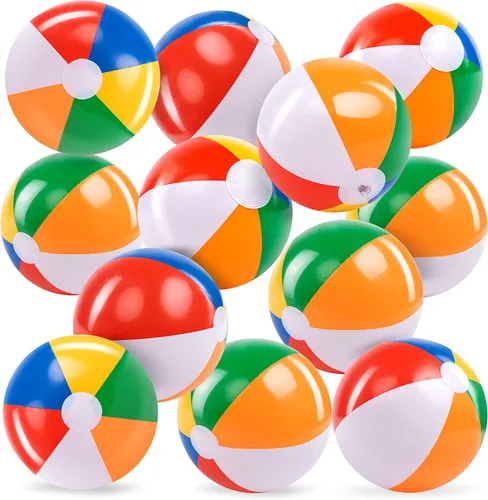 JOYIN Paquete de 12 pelotas de playa de 12 pulgadas, juguetes inflables clásicos a granel para piscina, juegos de adultos y niños, suministros de