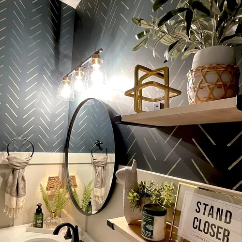 Vista 6 de STENCILIT Herringbone Simple Wall Stencil - XL Stencil 22x40 In, Geometric Wall Stencils for Painting Large Pattern, Modern Large Wall Stencils