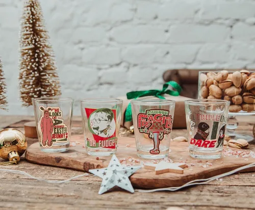 Vista 2 de A Christmas Story Quotes - Juego de 4 vasos de vaso de chupito de whisky de 2 onzas