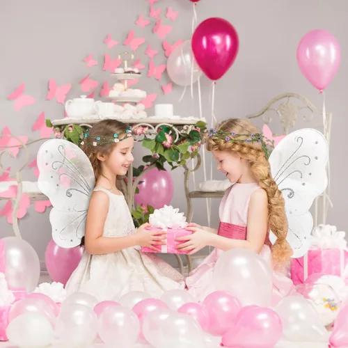 Vista 7 de 12 juegos de alas de hada, alas de mariposa, disfraz de princesa, corona de hadas, varitas para boda, cumpleaños, cosplay, niñas