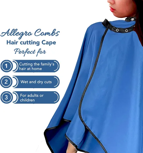 Vista 4 de Allegro Combs Capas de corte ajustables de 46 x 60 pulgadas. Botones a presión de acero inoxidable para niños, talla única, 1 pieza