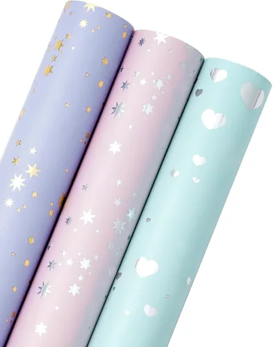 Vista 19 de WRAPAHOLIC Rollo de Papel de Regalo de Cumpleaños - Mini Rollo - 4 Rollos - 17 Pulgadas X 120 Pulgadas Por Rollo - Impresión Genial de Autos