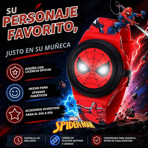 Vista 3 de Marvel Spider-Man Kids Watches – Digital Display, Interactive Features, Adjustable Strap, Vibrant Spider-Man Graphics, Durable for Active Kids Azul