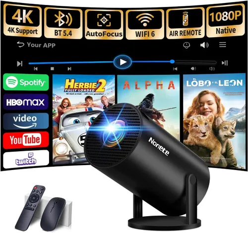 Vista 14 de [Proyector 2026 actualizado] Mini proyector compatible con 4K 1080P Keystone automático 270° giratorio con WiFi 6 y Bluetooth 5.2 proyector portátil