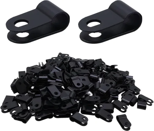 Vista 20 de Antrader Clips de cable tipo R, abrazaderas de cable de 0.12 pulgadas con tornillos, acero inoxidable 304, 100