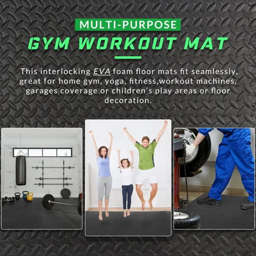 Vista 4 de Tapete de ejercicio de rompecabezas de 24 azulejos de 3/4 pulgadas, extra grueso, entrelazado, espuma EVA, tapete protector para el suelo