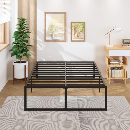 Vista 15 de Lutown-Teen Marcos de Cama Plataforma Individual de 18 Pulgadas de Metal Resistente Sin Necesidad de Somier, Sin Ruido, Fácil Montaje, Negro