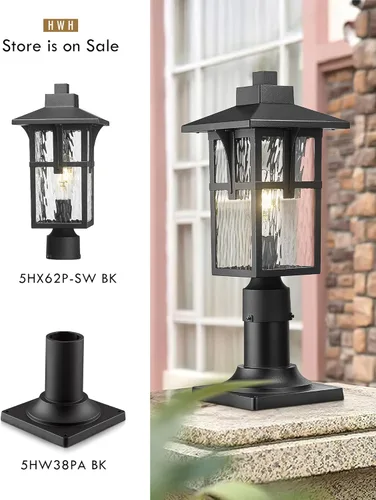 Vista 5 de HWH - Lámpara de poste para exteriores, lámpara de poste de luz exterior de columna, faroles de pilar al aire libre, luces de poste para patio