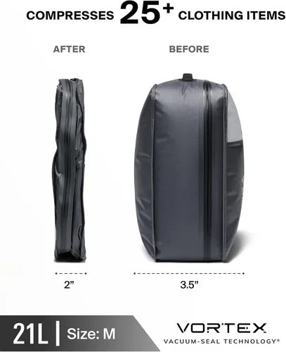 Vista 5 de Black Voyage - Bolsa de viaje reutilizable de compresión al vacío para maleta de mano y mochila, reciclada, impermeable IP67, ahorro de espacio