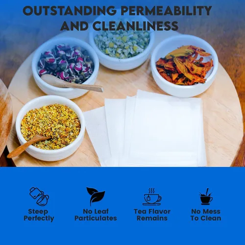 Vista 5 de 200 bolsas de té vacías de 2.5 x 2.75 pulgadas, compostables, blancas, estos infusor de té termosellables para hierbas de té sueltas son bolsas