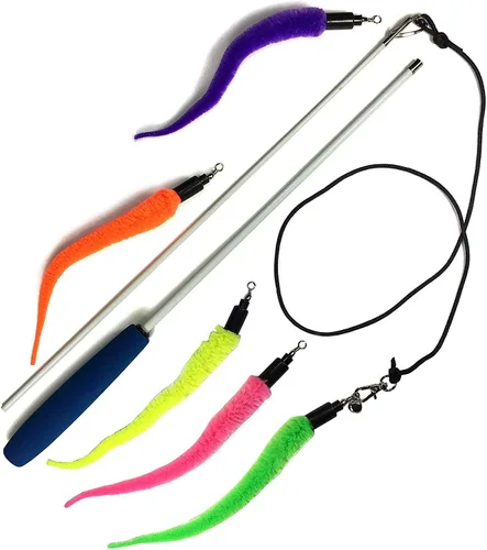 Vista 6 de Pet Fit For Life Varita interactiva para gatos y gatitos de 4 piezas con doble varilla de plumas