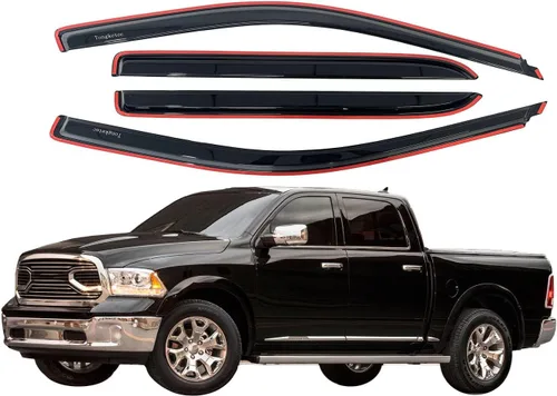 Vista 2 de Protectores de lluvia y deflectores de ventilación, en el canal se adapta a Dodge Ram 1500 2009-2018, Ram 2500/3500 Crew Cab 2009-2018, Ram 1500