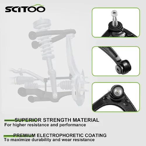 Vista 2 de SCITOO 6 piezas Kit de suspensión 2 brazo de control inferior y articulación de bola, 2 interiores 2 extremos de barra de corbata exterior