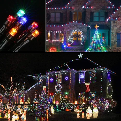 Vista 3 de LYHOPE Luces de Navidad, 98.4 pies, 300 luces LED de hadas de Navidad, luces blancas transparentes y multicolor, con control remoto, 11 modos, luces